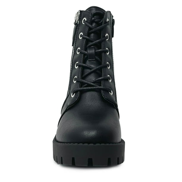Lace up chunky heel hiker boots cheap