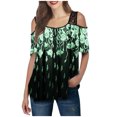 thumbnail image 1 of Pompotops T-Shirt en Dentelle à Manches Courtes Imprimé Floral Mode Femme Décontracté, 1 of 7