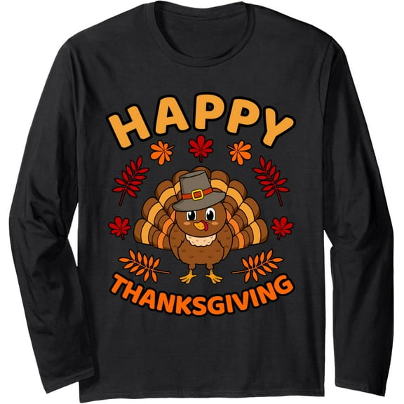 Happy Thanksgiving Funny Turkey Family Men Women Graphic Long Sleeve T-Shirt