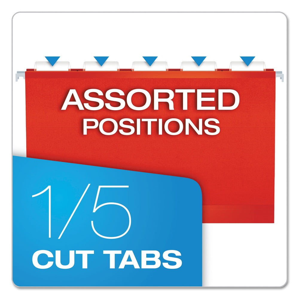 Pendaflex Reinforced 2" Extra Capacity Hanging Folders 1/5 Tab Legal Red 25/Box 4153X2RED