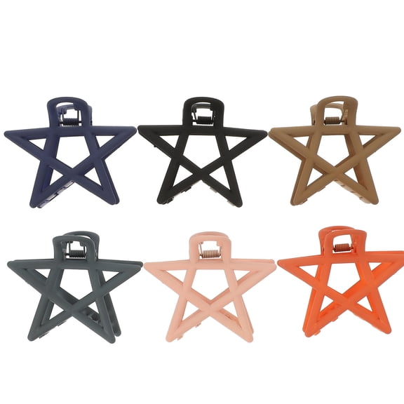 OFFIGAM 6Pcs Decorative Star Hair Clips Assorted Colors Interlocking Teeth for Secure Hold