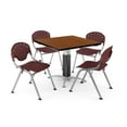thumbnail image 4 of OFM Core Collection Breakroom Bundle, 42" Square Metal Mesh Base Multi-purpose Table in Cherry, 4 Rico Stacking Chairs in Lime Green (PKG-BRK-024-0006), 4 of 5
