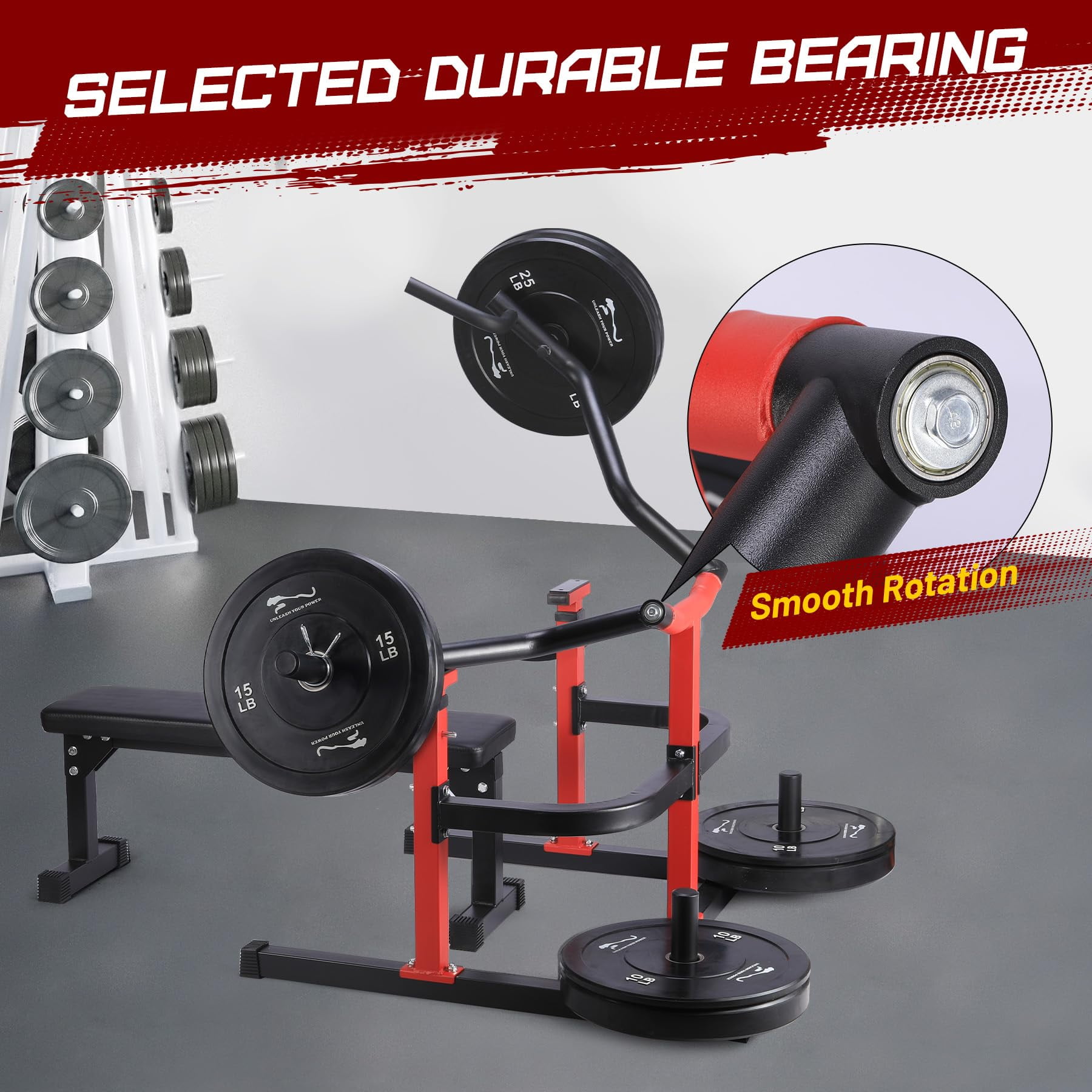 COZONY Chest Press Machine with Adjustable Flat Bench, Independent Converging Arms & Heavy-Duty Steel Home Gym Rack,Red