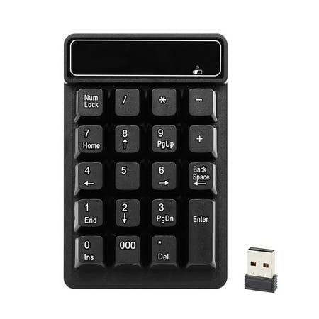 2.4Ghz Wireless Numeric Keypad Mechanical Feel Number Pad Keyboard 19 Keys w/ USB Receiver Water-proof for Laptop Desktop PC Notebook