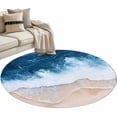 thumbnail image 2 of Area Rug 48in, Watercolor Beach Sea Wave Floor Carpet Living Room Rug, Modern Seaside Ombre Scene Non-Slip Welcome Mat Indoor Rugs for Bedroom Dining Room, 2 of 9
