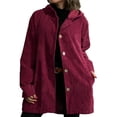 thumbnail image 1 of Chaqueta Informal de Holgada con Capucha y Larga para Mujer, Otoño e Invierno Vino Tinto XXL, 1 of 6