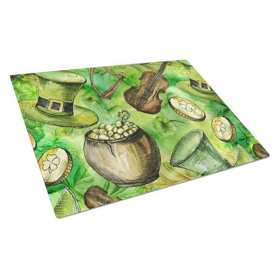 Caroline's Treasures Luck of the Irish Glass Cutting Board Large