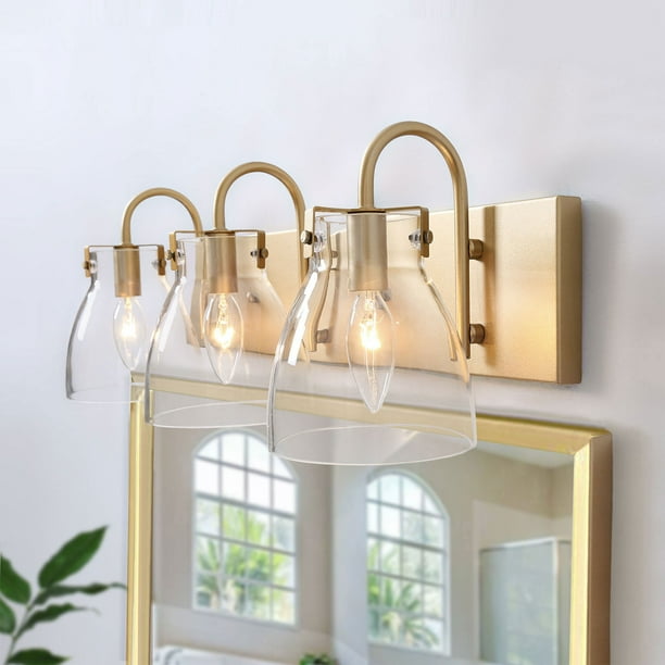 LNC 3Light Modern Gold Bathroom Vanity Lights with Glass Shades for Bathroom, Powder Room