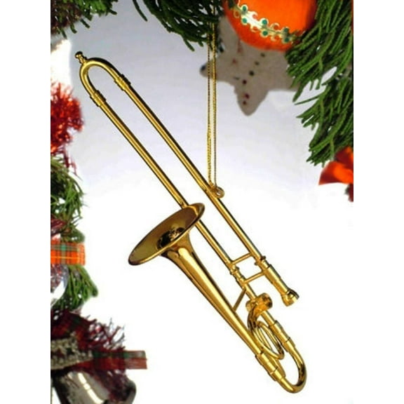 Realistic Gold TROMBONE Christmas Ornament - 4" Tall, by Broadway Gifts