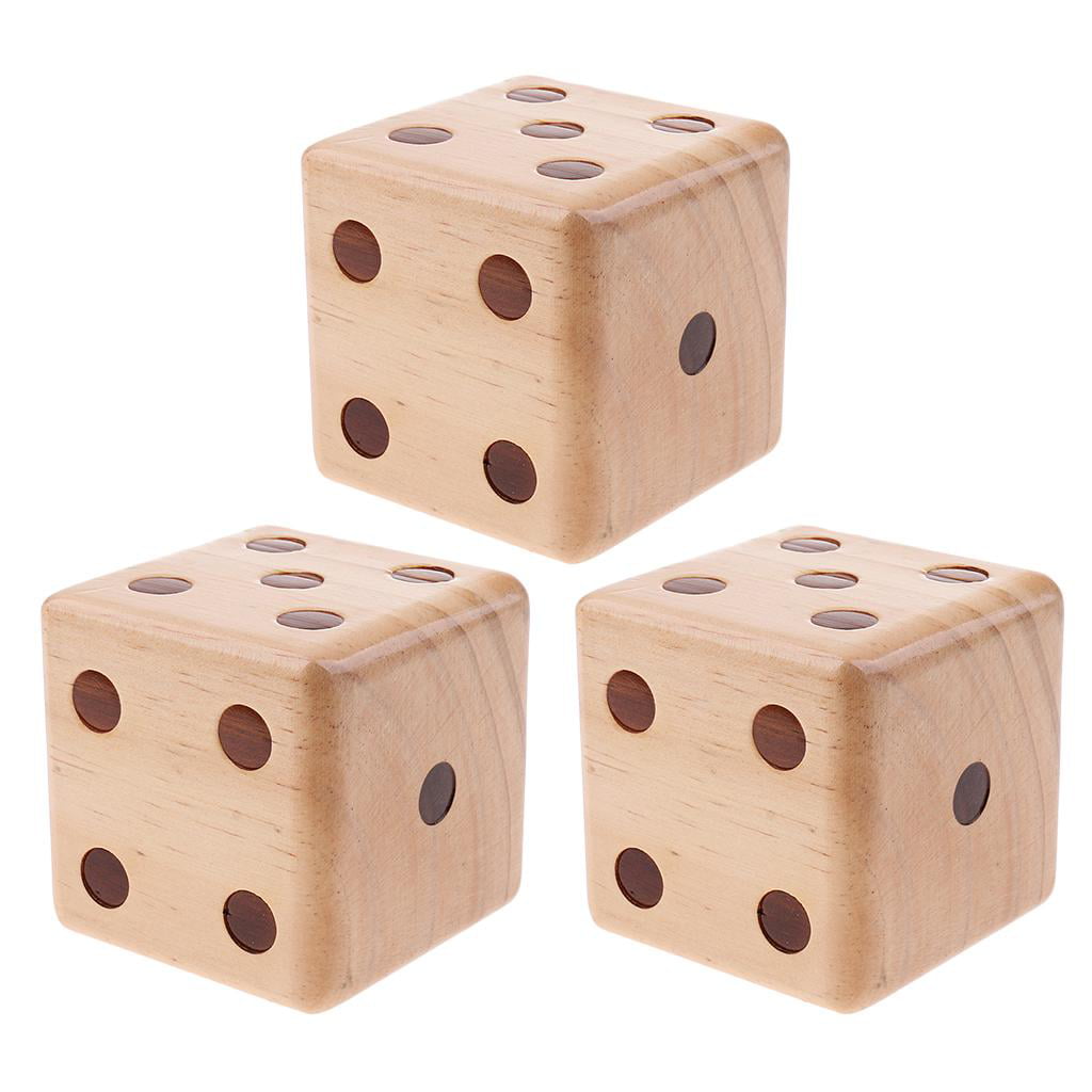 6 Crafted 3.5-inch Big Wooden Yard Dice with Rounded Corner Six 
