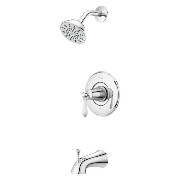 Courant Single-Handle 1-Spray Tub and Shower Faucet with White Ceramic Lever Handle in Polished Chrome (Valve Included)