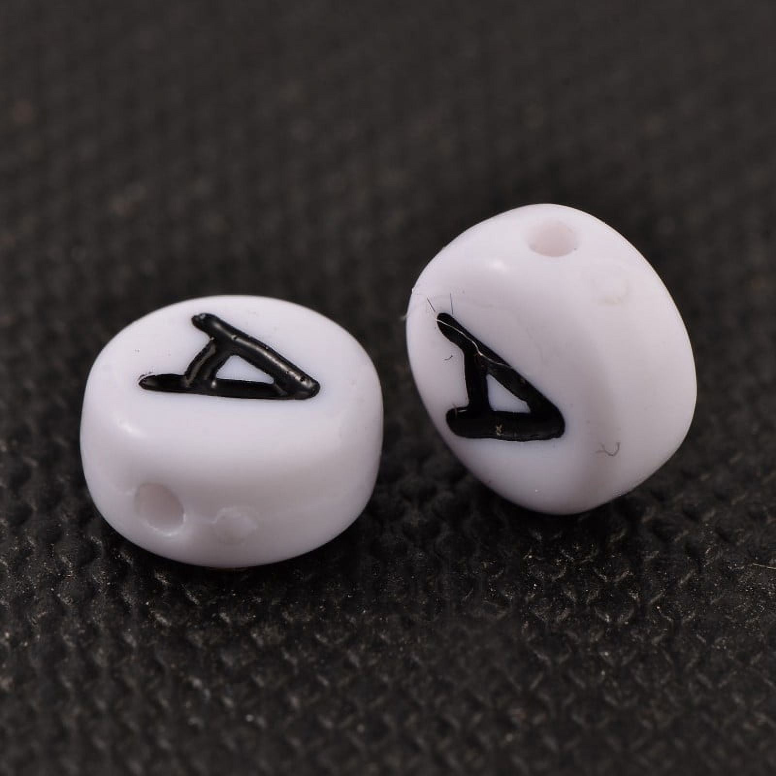 500 g Acrylic Beads with Horizontal Hole Letter Flat Round Letter.A 7x4mm Hole: 1mm 3500pcs/500g
