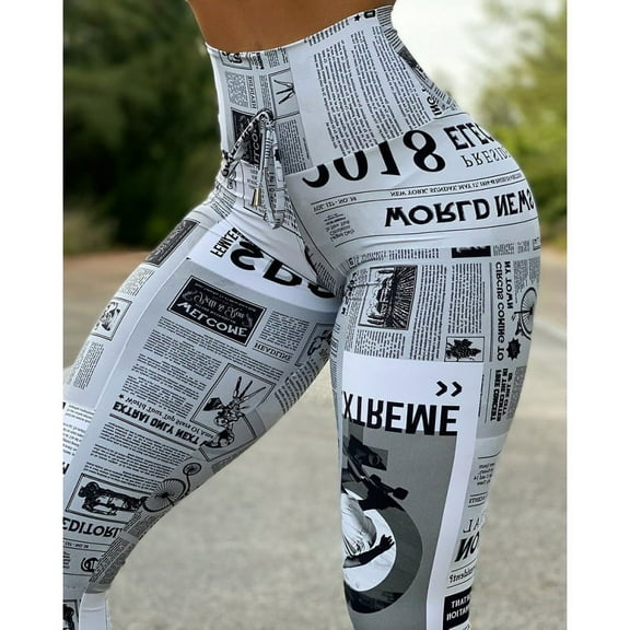 Womenās Leggings Black and White Prints Yoga Leggings Sportswear