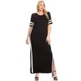 thumbnail image 2 of SWEETKIE Striped Maxi Dress, Short Sleeved, Side Slits, Plus Size, 2 of 5
