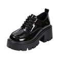 thumbnail image 3 of Willtoo Womens British‑Inspired Lace‑Up Walking Shoes Round‑Toe Chunky Lug‑Sole Low‑Top Block‑Heel Fashion Footwear for Daily Wear, 3 of 6