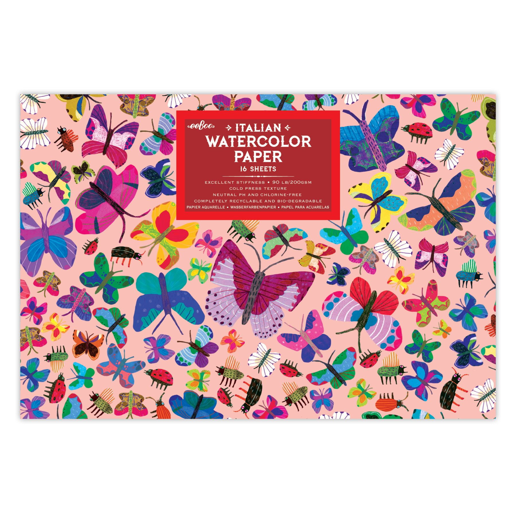 eeBoo Butterflies Watercolor Pad/16 Sheets