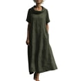 thumbnail image 2 of Smsaxvxz Women's Summer Dresses Fashion Crew Neck Short Sleeve Casual Solid Loose Maxi Beach Sundress Green 3XL, 2 of 9
