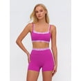 thumbnail image 6 of IBTOM CASTLE Layered Workout Sets for Women 2 Piece Polka Dot Sports Bra High Waist Shorts Gym Active Yoga Pilates Outfits Hot Pink, 6 of 7