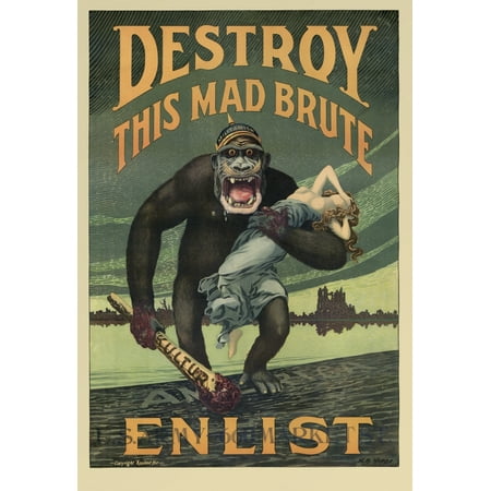 Russian Propaganda Poster - Destroy This Mad Brute propaganda poster Poster Print by John ParrotStocktrek Images