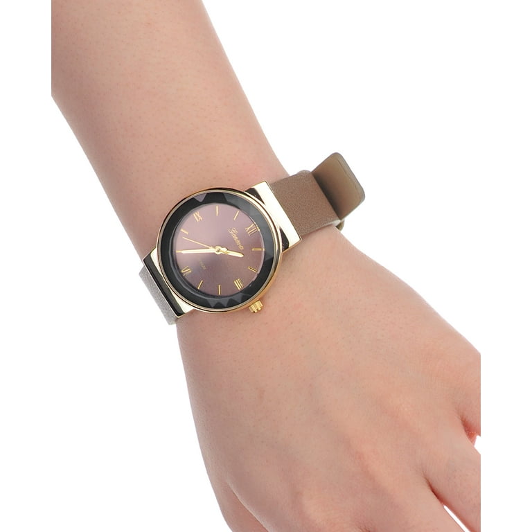 Geneva Japanese Movement Stainless Steel Back Casual Brown Faux