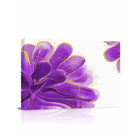 Purple Gold Wall Art for Living Room,Canvas Picture Wall Decor for Bathroom Bedroom,Abstract Flower Ombre Aesthetics Paint Painting Artwork for Office Kitchen Hallway Dining Room Home Decor 12"x16"