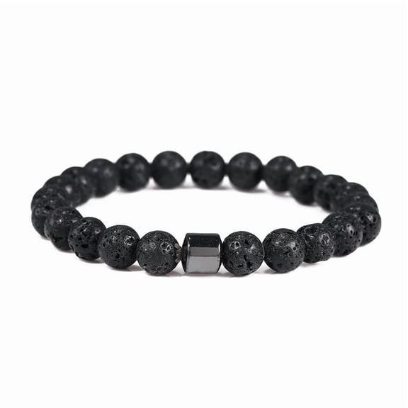 HCBY Men's Natural Stone Beaded Bracelet Set Magnetic Clasp Handmade Fashion Tiger Eye Lava Rock Jewelry Gift