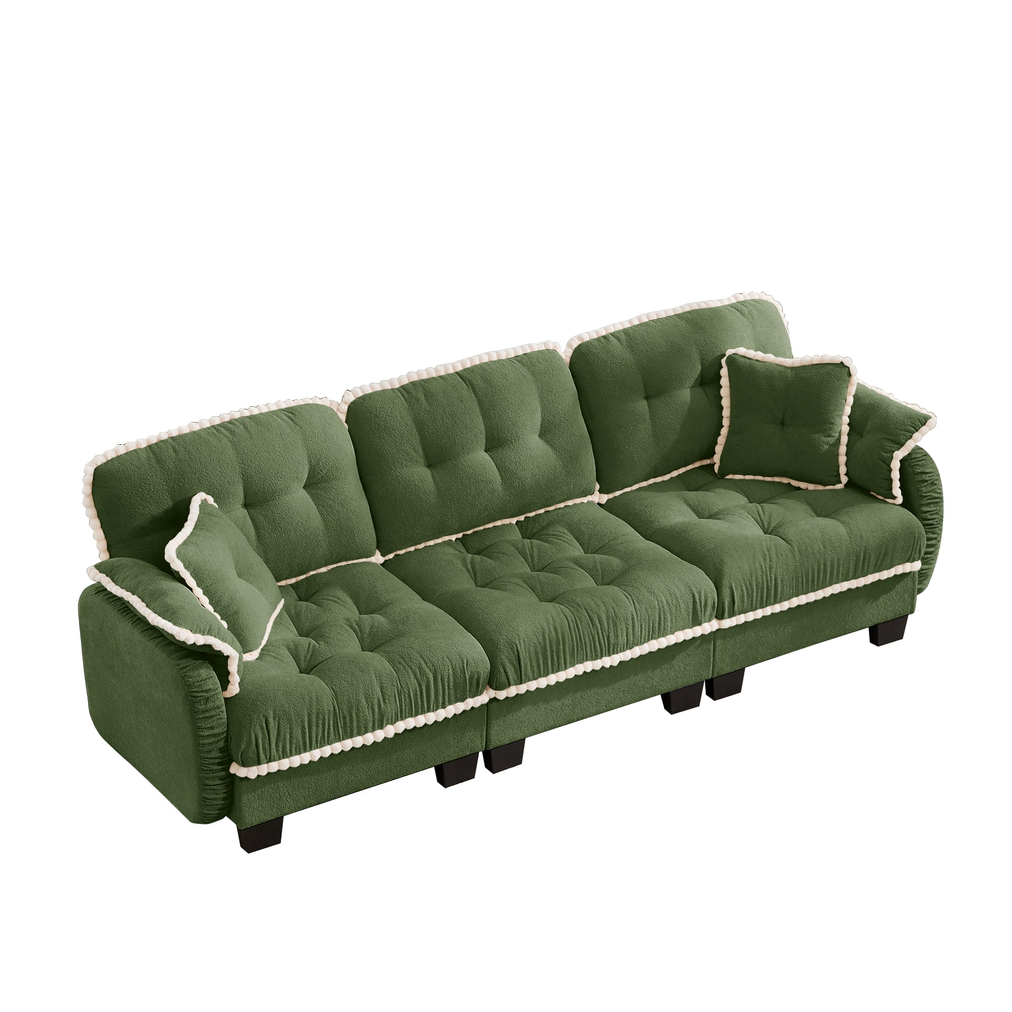 Aenkyo 100" Chenille Modular Sectional Sofa, 3-Seater with 23.8" Deep Seats, Green