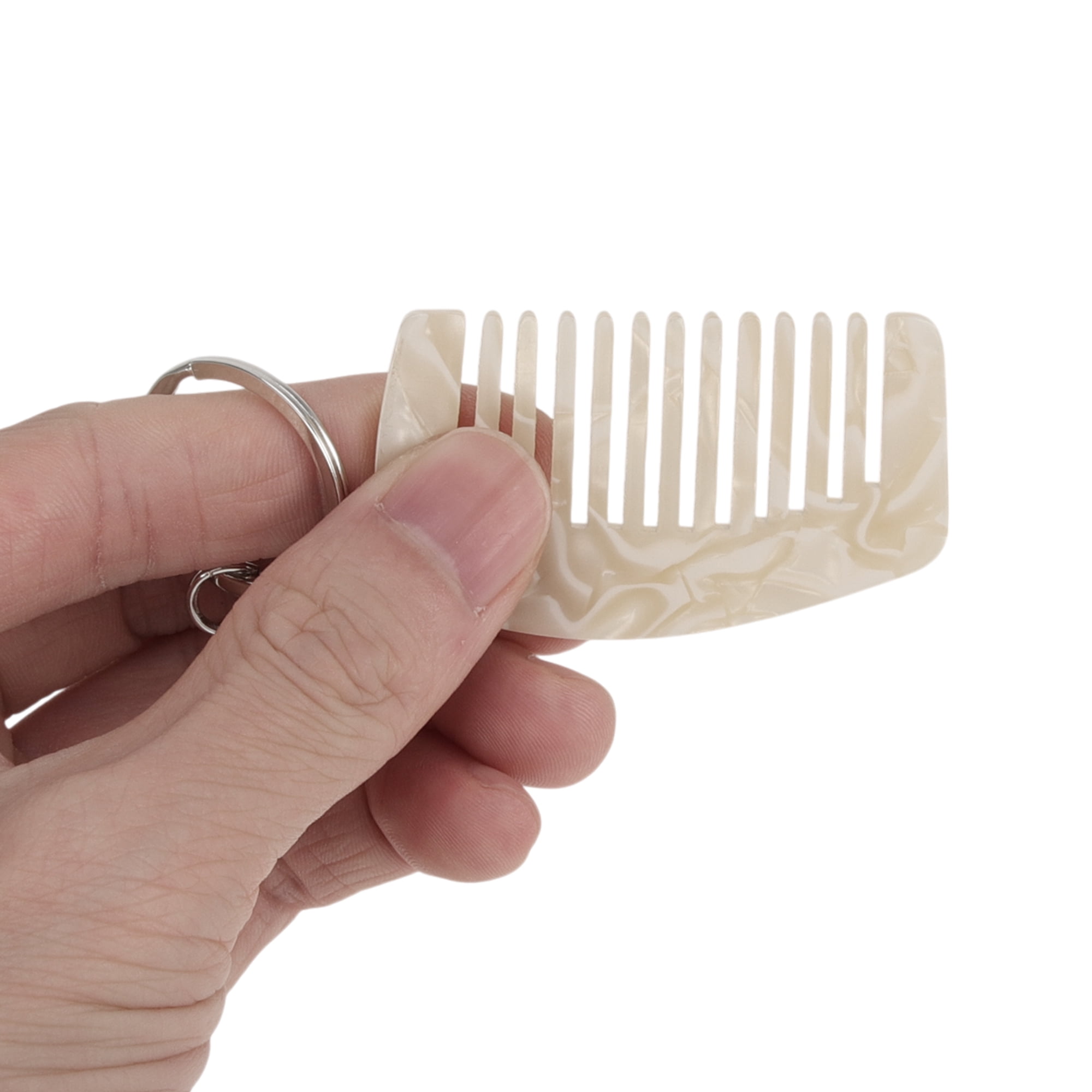 Unique Bargains 1 Pc Durable Mini Keychain Hair Comb for All Hair Types Styles Beige