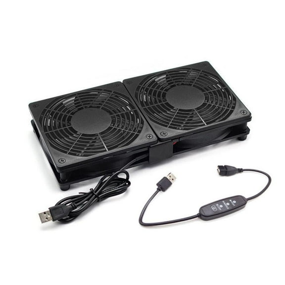 KRONDO Quiet 120mm Dual Router Fan Cooler, 5V USB Powered Cooling Case Fan, for Receiver DVR TV Box Router, Adjustable 3 speeds