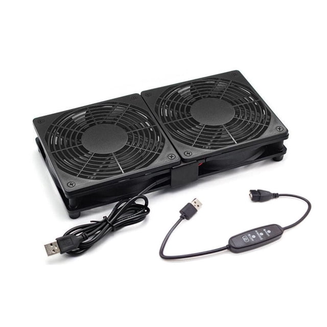 Router Plug and Play USB Silent Cooling Base-Dual Cooling Cooler Fan