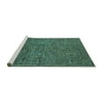 thumbnail image 2 of Ahgly Company Machine Washable Indoor Round Oriental Turquoise Blue Industrial Area Rugs, 6' Round, 2 of 4