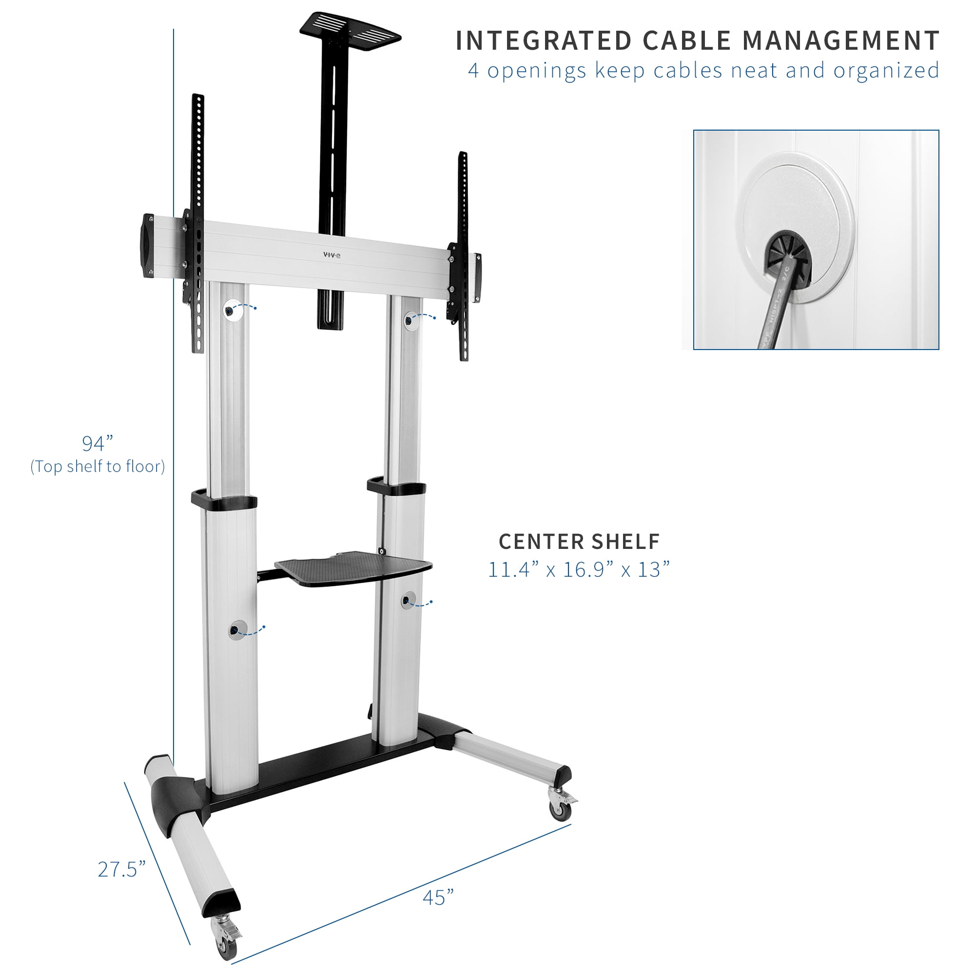 Ultra Heavy Duty Mobile Stand TV Cart Mount, Fits 32" to 100" Flat Screens
