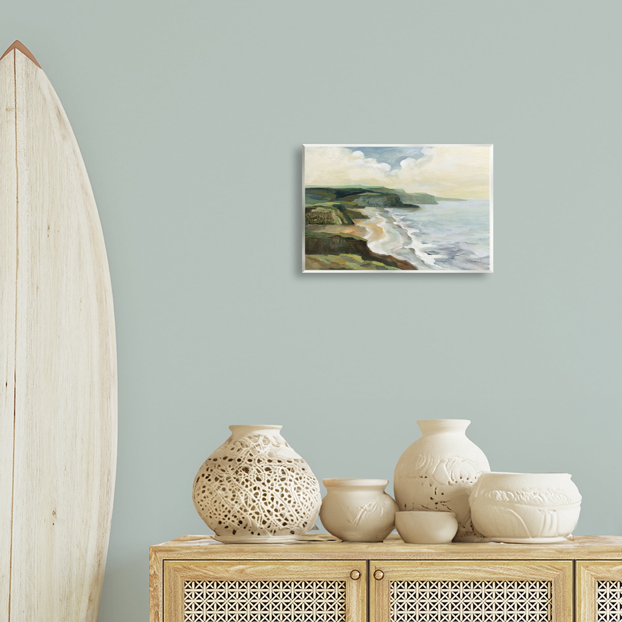Stupell Industries Irish Coast Cliffs Landscape Painting Unframed Art Print Wall Art, 15 x 10