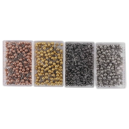 

800 Pieces Map Tacks 1/8-Inch Retro Plastic + metal Beads Head Marking Pins 4 Colors