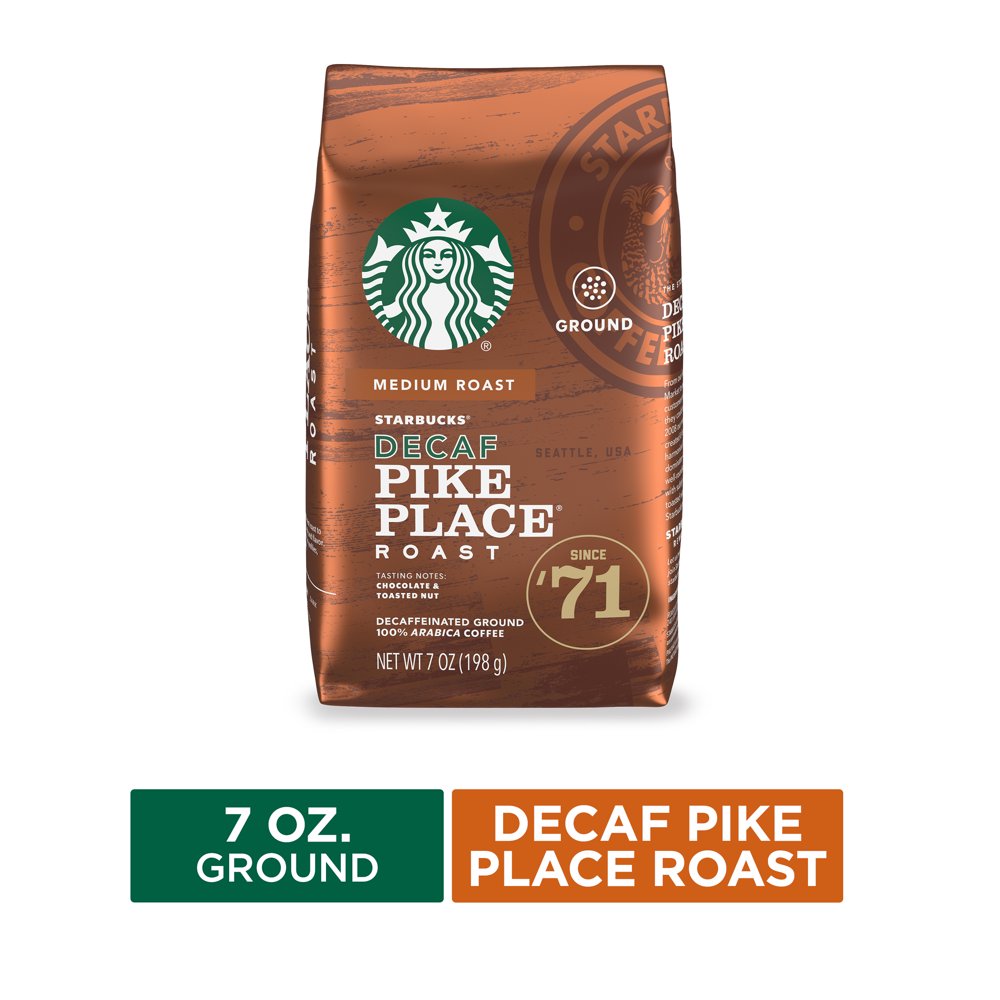 Starbucks Decaf Medium Roast Ground Coffee, Pike Place Roast, 7 Oz