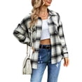 thumbnail image 6 of hirigin Women's Plaid Shirt Jacket, Casual Long Sleeve Button Down Boyfriend Shacket Coat, 6 of 9
