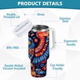 thumbnail image 2 of Yayeee 40oz Stainless Steel Tumbler with Straw and Handle Double-Wall Insulated Travel Water Bottle, Blue Abstract Eagle, 2 of 8