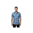 thumbnail image 2 of Men's Sports Shirt by MIZUMI Medallion Printed Soft Feel Short Sleeves M646 Blue, 2 of 10