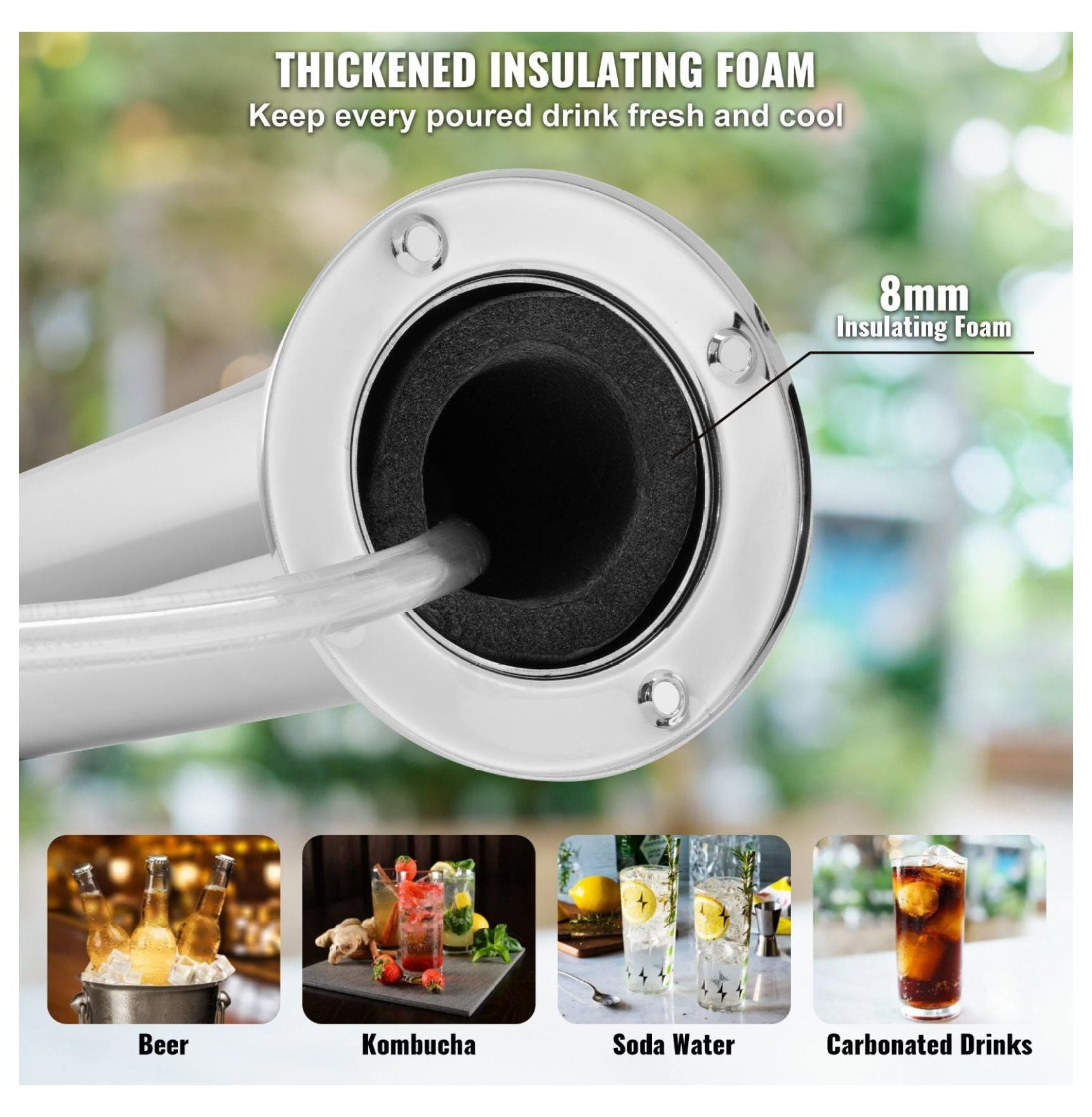 Dual Tap Kegerator Tower Kit, Stainless Steel Beer Tower, CGA320 Regulator & D-System Couplers, Beer Drip Tray for Home/Party