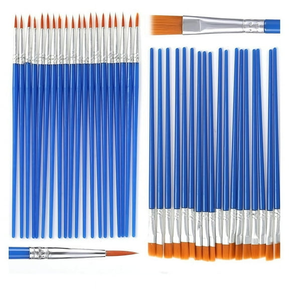 Acrylic Paint Brush Set 50 Pcs Small Brushes Flat Detail Soft Bristle Watercolor Model for Face Painting Craft Supplies
