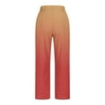 thumbnail image 2 of SMihono Womens Summer Cotton Linen Elastic High Waist Cropped Pants Casual Loose Straight Leg Beach Trousers with Pockets Multicolor XL, 2 of 5