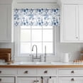 thumbnail image 3 of Flower Bird Valance Curtains for Kitchen/Living Room/Bathroom/Bedroom Window, Rod Pocket Small Topper Half Short Window Curtains Voile Sheer Scarf, Vintage Blue Garden Country Wildflower 42"x18", 3 of 8