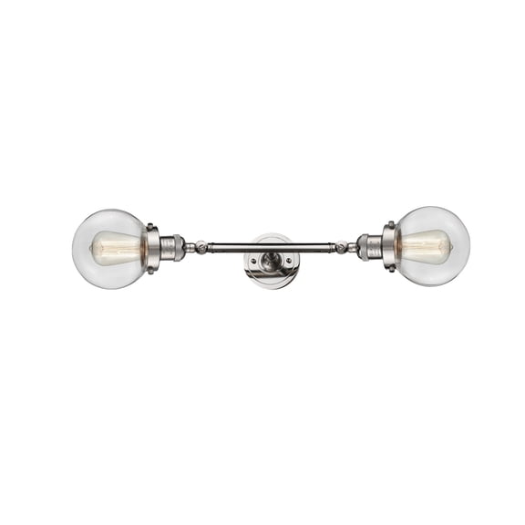 Innovations 208L-PN-G202-6-LED Beacon 2 Light Bath Vanity Light part of the Franklin Restoration Collection, Polished Nickel