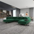 thumbnail image 5 of Cale Modern Living Room U-Shaped Velvet Corner Sectional Couch in Green, 5 of 6