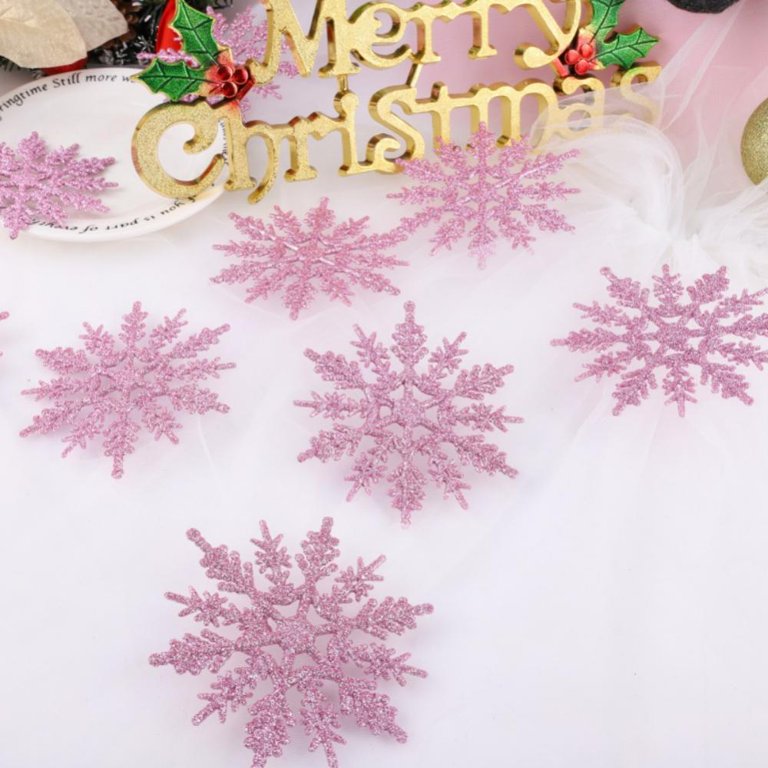 Mini 4 inch Plastic Snowflake Ornaments, tiny 12pcs Sparkling