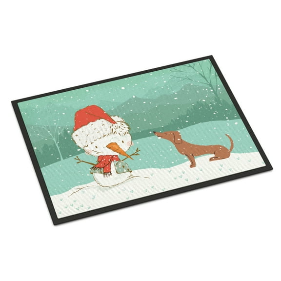 Carolines Treasures CK2084MAT Red Dachshund Snowman Christmas Door Mat Indoor Rug or Outdoor Welcome Mat 18x27 Doormat