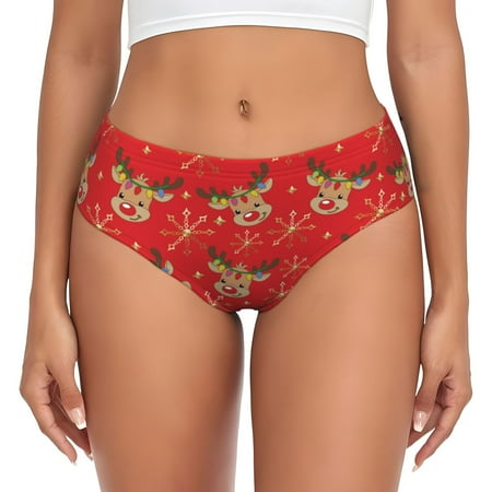 Womens Underwear - Christmas With Cute Deer No Show Seamless Underwear for Women  Stretch Women s Panties  Hipster Soft Comfort Ladies Panties Bikini Underwear Briefs