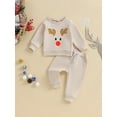 thumbnail image 3 of 0-3Y Kid Baby Boys Christmas Outfits 6M 12M 18M 24M 3Y Long Sleeve Deer Embroidery Sweatshirt and Pants Set Toddler Clothes, 3 of 10