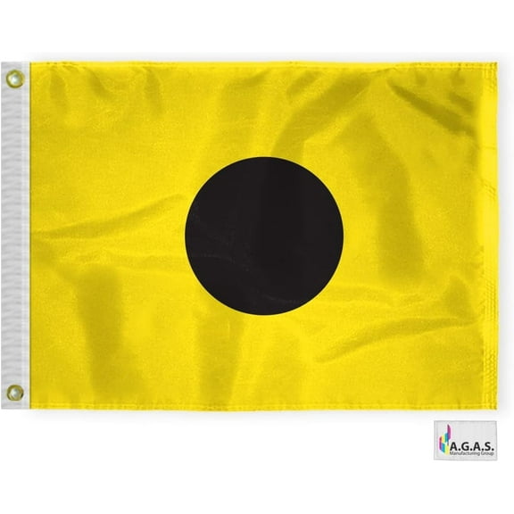 AGAS India Code I Marine Signal Flag - Printed 200D Nylon - Canvas Header - Brass Grommets - Colorfast & Stitched Edges - Nautical Boat Flag - Naval Code Signal Flag.