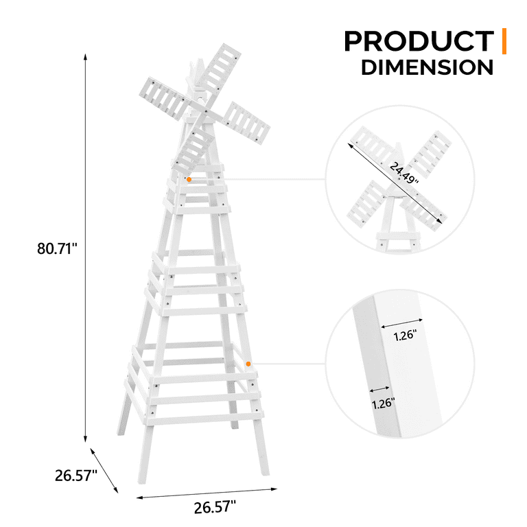 Zimtown Outdoor 6.6ft Wooden Dutch Windmill Yard Decorations